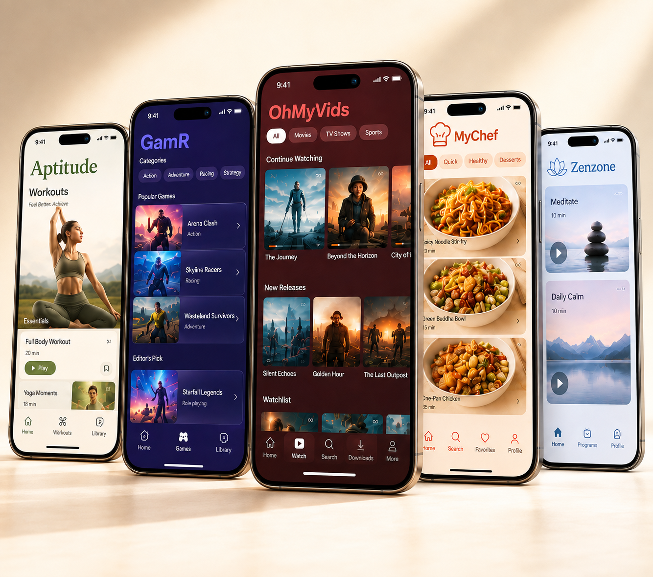 Aptitude, GamR, OhMyVids, MyChef and Zenzone mobile subscription services